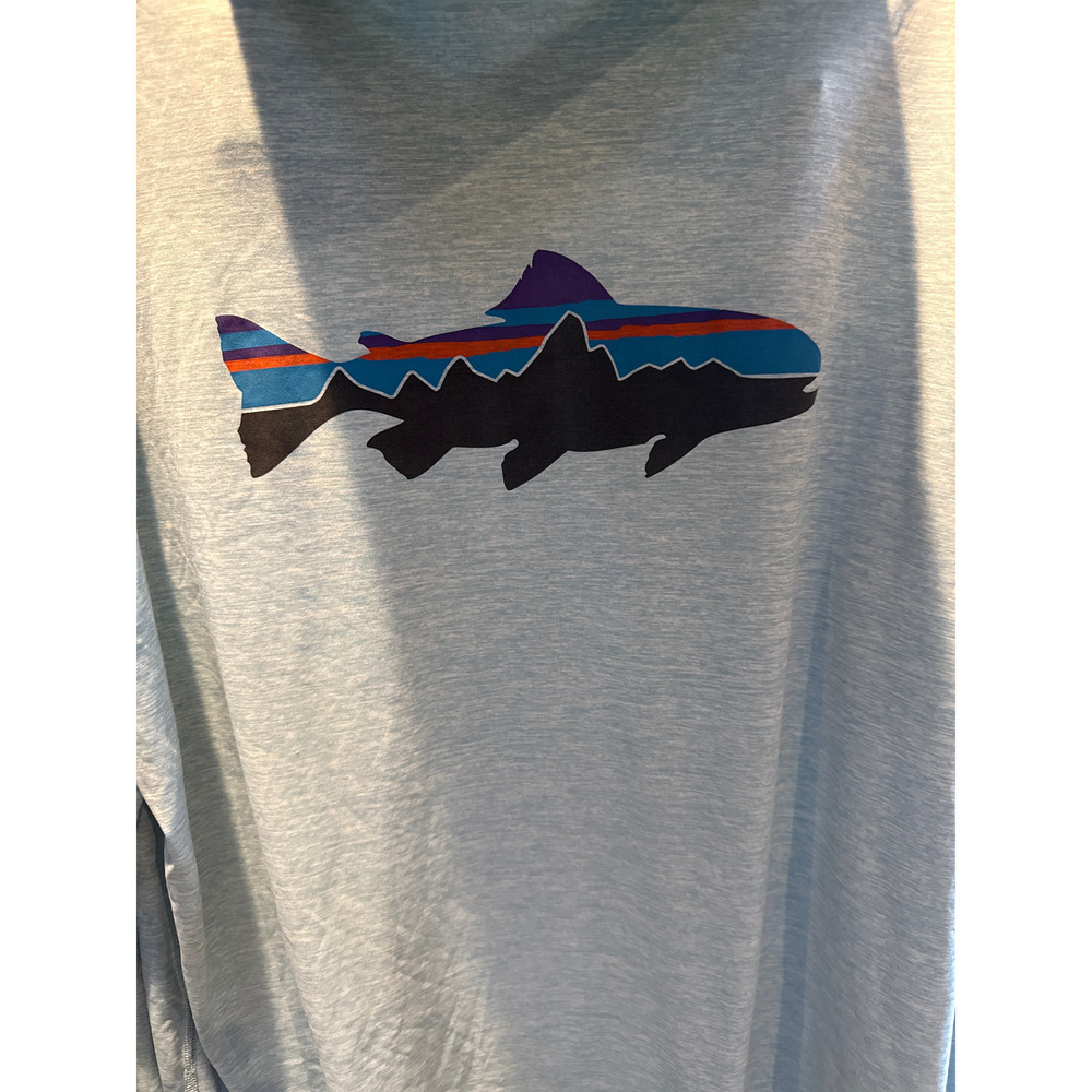 Patagonia Light Blue Long Sleeve Hooded Shirt - Picture 5 of 5